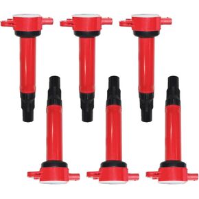 Ignition Coil Pack Fits for Chry 300 Town & Country Pacifica Sebring 2006-2010, for Dodge Avenger Challenger Grand Caravan Journey Magnum Nitro Charger 2006-2010 2.7L 3.5L 4.0L Replace UF502 6PCS Red