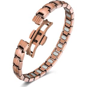 Jecanori 5X Strength Magnetic Copper Bracelet for Women —Updated 5,000 Gauss Ellipse Magnets — Premium Butterfly Clasp & Adjustable Length