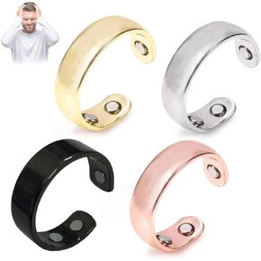 Angyape Auvulis Migraine Ring, Vitality Mgnetic Calmi Ring Stainless Steel Adjustable Acupressure Magntic Anti Snoring Rings Migraine Relief Jewelry for Men and Women
