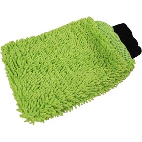 Detailer's Preference Reversible Wash and Scour Mitt – Cross Weave & Chenille Microfiber Washing Mitten for Car Cleaning, Lime Green