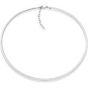 Miabella 925 Sterling Silver Italian 2mm 2.5mm Dome Omega Necklace for Women/Adjustable from 16-18 Inches with Extender/Made in Italy