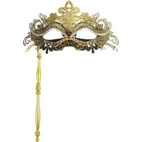 Masquerade Mask with Stick Handheld Venetian Mask Mardi Gras Mask for Women