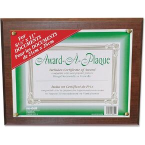 NuDell 18811M Award-A-Plaque Document Holder, Acrylic/Plastic, 10-1/2 x 13, Walnut