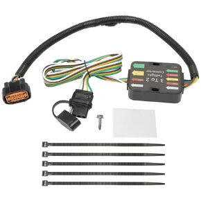 56420 مخصصة 4 Way Trailer Wiring Harness ملائمة لعام 2019-2024 Hyundai Santa Fe Palisade Tucson ، 2020-2024 Kia ​​Carnival Telluride Sorento ، مجموعة موصل ضوء المقطورة المسطحة