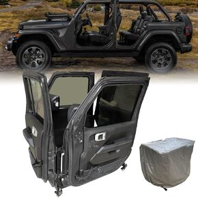 SUNPIE Door Storage Rack Compatible with 2007-2024 Jeep Wrangler JK JKU JL Gladiator Come with Dust Cover Door Hanger Rack Storage Cart