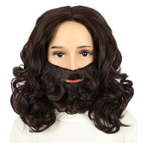 VGbeaty Kids Child Jesus Wig and Beard Set - Dark Brown Halloween Costume Party