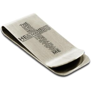 Stainless Steel The Lord is My Shepherd Psalm 23:1-4 Engraved Money Clip Credit Card Holder