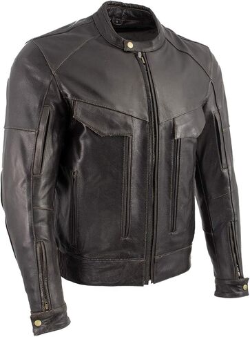 Milwaukee Leather LKM7006 Men's Classic Retro Distressed Brown Leather Jacket with CE Armor Protection - Small in Kuwait