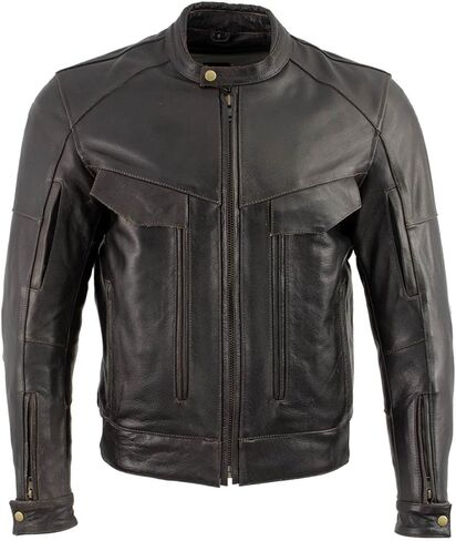 Milwaukee Leather LKM7006 Men's Classic Retro Distressed Brown Leather Jacket with CE Armor Protection - Small in Kuwait