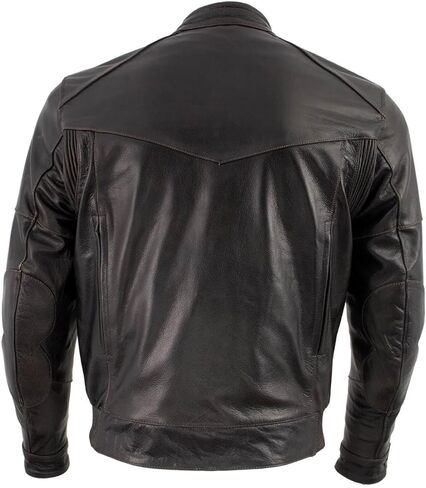 Milwaukee Leather LKM7006 Men's Classic Retro Distressed Brown Leather Jacket with CE Armor Protection - Small in Kuwait