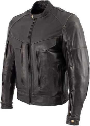Milwaukee Leather LKM7006 Men's Classic Retro Distressed Brown Leather Jacket with CE Armor Protection - Small in Kuwait
