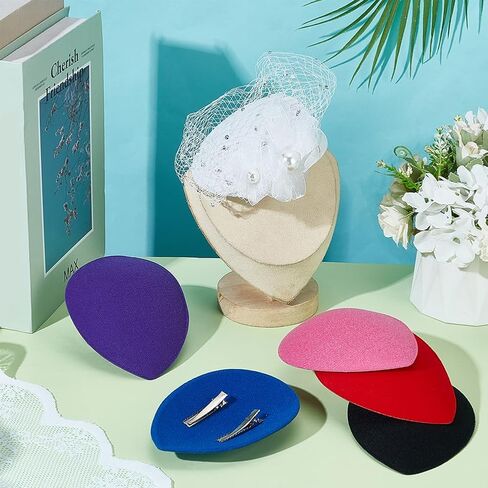 BENECREAT 6 Colors Stewardess Fascinator Hat Base with Clips, EVA Cloth Sinamay Base Derby Hat Base for Millinery Magic in Saudi Arabia