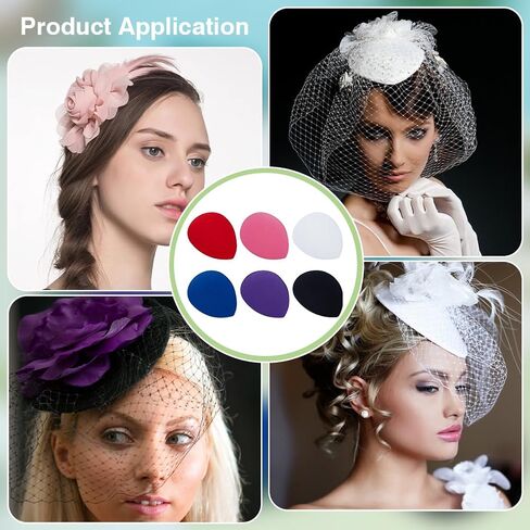 BENECREAT 6 Colors Stewardess Fascinator Hat Base with Clips, EVA Cloth Sinamay Base Derby Hat Base for Millinery Magic in Saudi Arabia