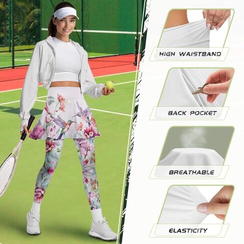 Women's Skirted Legging High Waisted Tennis Skirt Pants Set Pleated Skort Athletic Golf Clothes for XS-3XL in Saudi Arabia