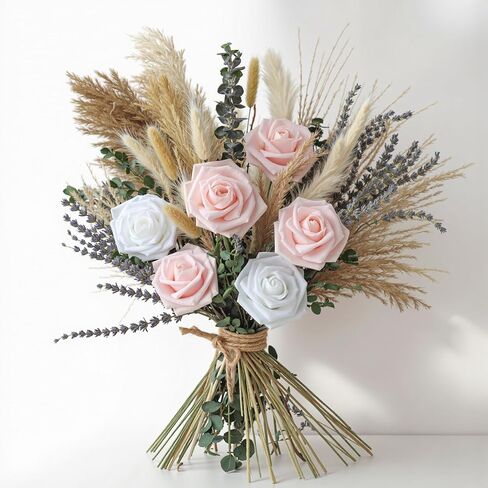 Dried Flowers Bouquet - Natural Pampas Grass Boho Decor Flower Arrangements for Rustic Home Bedroom Wedding Western Modern Decorations in Kuwait