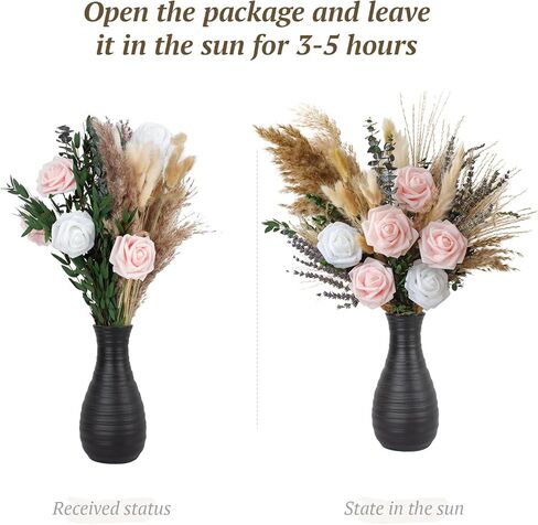 Dried Flowers Bouquet - Natural Pampas Grass Boho Decor Flower Arrangements for Rustic Home Bedroom Wedding Western Modern Decorations in Kuwait