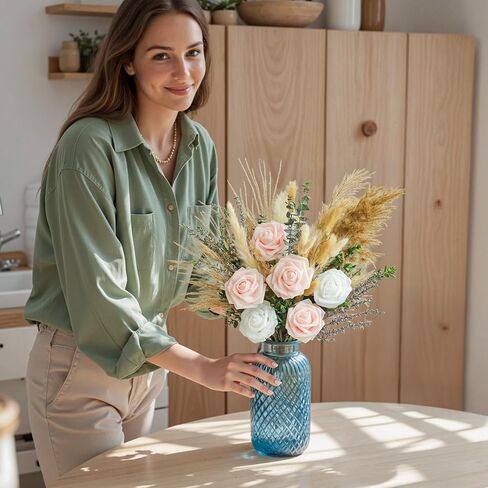 Dried Flowers Bouquet - Natural Pampas Grass Boho Decor Flower Arrangements for Rustic Home Bedroom Wedding Western Modern Decorations in Kuwait