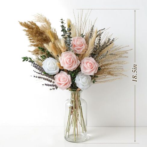 Dried Flowers Bouquet - Natural Pampas Grass Boho Decor Flower Arrangements for Rustic Home Bedroom Wedding Western Modern Decorations in Kuwait