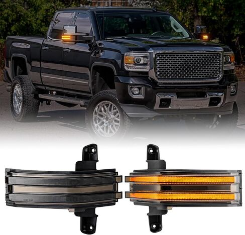 LED Side Mirror Turn Signal Light Compatible with Sierra/Silverado 1500 2500HD 3500HD 2014-2019, Dual-Row Amber LED Dynamic Sequential Turn Signal Light, Smoked Len in Saudi Arabia