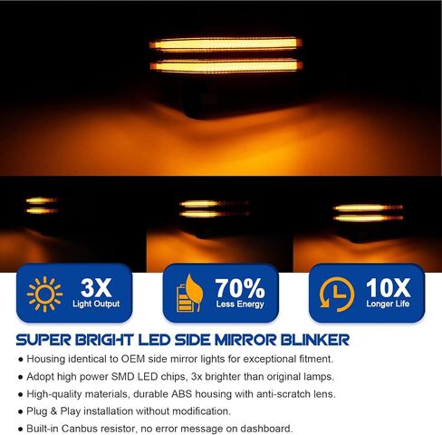 LED Side Mirror Turn Signal Light Compatible with Sierra/Silverado 1500 2500HD 3500HD 2014-2019, Dual-Row Amber LED Dynamic Sequential Turn Signal Light, Smoked Len in Saudi Arabia