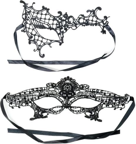 Honbay 2PCS Lace Mask for Women Mystomious Fun Lace Masks أقنعة البند in Kuwait