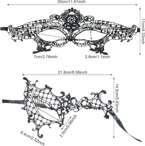 Honbay 2PCS Lace Mask for Women Mystomious Fun Lace Masks أقنعة البند in Kuwait