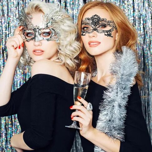 Honbay 2PCS Lace Mask for Women Mystomious Fun Lace Masks أقنعة البند in Kuwait