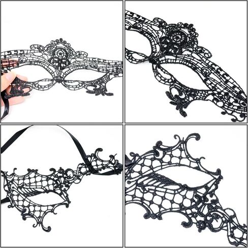 Honbay 2PCS Lace Mask for Women Mystomious Fun Lace Masks أقنعة البند in Kuwait