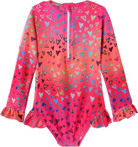 Toddler Girls Long Sleeve Swimsuit One Piece Ruffle Zipper Rash Guard Bathing Suit UPF 50+ Kid Swimwear 1-6 Years in Saudi Arabia