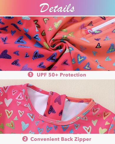 Toddler Girls Long Sleeve Swimsuit One Piece Ruffle Zipper Rash Guard Bathing Suit UPF 50+ Kid Swimwear 1-6 Years in Saudi Arabia