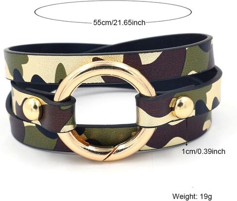 Dreuyet Leather Camo Bracelet for Men Women Boho Camouflage White Black Charm Circle Cuff Bangle Multilayer Stackable Leather Wrap Bracelets Costume Jewelry in Saudi Arabia