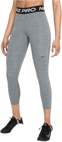 Nike Pro 365 Womens Mid-Rise Crop Leggings (Medium, White/Black/Black) in Saudi Arabia