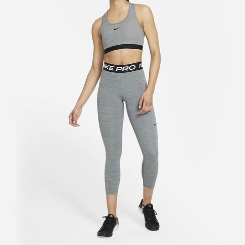 Nike Pro 365 Womens Mid-Rise Crop Leggings (Medium, White/Black/Black) in Saudi Arabia