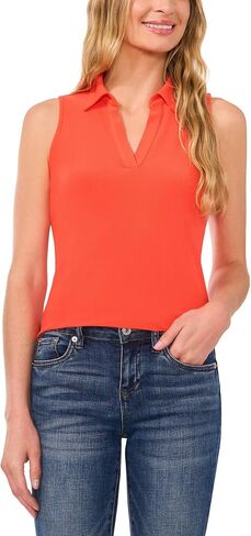 CeCe Women's Sleeveless V-Neck Polo Knit Top in Saudi Arabia