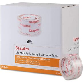 Staples 425575 Lightweight Moving & Storage Pking Tape 1.88-Inch X 54.6 Yds Clear 36/Rl