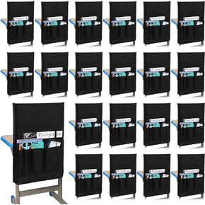 Panelee 20 Pcs 12 Inch Chair Pockets for Classrooms 19 Inch Chair Seat Pocket Chair Organizer with Dry Erase Writing Board Chair Storage Pocket Chair Bag with 6 Pockets for School (Classic Style)