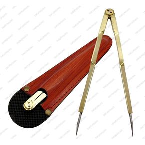 Vintage Navigation Straight Pattern Artist Divider Solid Brass Drawing Tool Professional 6" Long Solid Brass with Heavy Duty Steel Point with Leather Case with Stainless tip