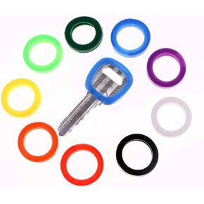 9 Pcs Plastic Key Caps Tags PVC Key Identifier Coding Sleeve Rings Label ID for Identifying Keys,9 Assorted Colors