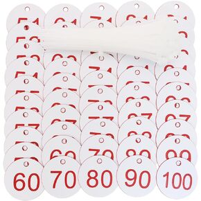 1-100 Number Tags Plastic Numbered Marking Identification Hang Tags Luggage Labels ID Tag with Rings for Organized Coded Key Box Cabinet Plant Coding Tag (Black)