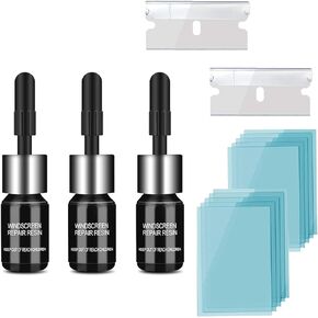 3 Pcs Windshield Crack Repair Kit, Automotive Glass Nano Repair Fluid Solution, Car Scratch Remover, Window Screen Repair Kit, Windshield Chip Repair Kit