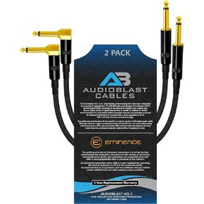 Audioblast - وحدتان - 8 بوصة - HQ-1 - فائق المرونة - مزدوج الحماية (100%) - كابل تصحيح دواسة تأثيرات آلة الجيتار مع مقابس TS وأحذية مزدوجة من Eminence مستقيمة وزاوية ذهبية ¼ بوصة (6.35 مم) in Kuwait