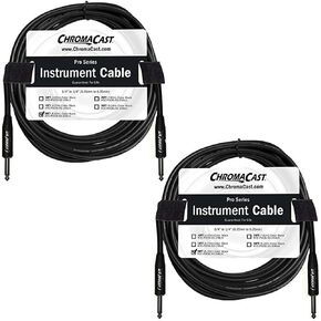 ChromaCast 2 Pack 20ft S/S Pro Series Black Instrument Cables |Noise-Free Audio Transmission