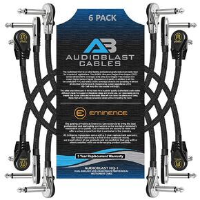 AUDIOBLAST - 6 وحدات - 15 بوصة - HQ-1- جديلة (أسود) - مرنة - محمية مزدوجة (100%) - كابل تصحيح دواسة تأثيرات الآلة مع ¼ بوصة (6.35 مم) منخفض المستوى، مقابس R/A Pancake TS & أحذية واقية in Kuwait