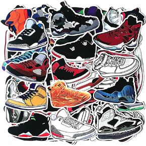 100 pcs Shoe Sneaker Stickers for Water Bottle, Basketball Stickers, Laptop, Skateboard, Computer (Cool Vinyl Decals, Boys, Cars, Kids, Teens, Waterproof)