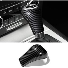 1 Piece Carbon Fiber Car Gear Shift Knob Cover Sticker Interior Trim for Mercedes Benz W204 W212 A G E C Class CLS Accessories (Black)