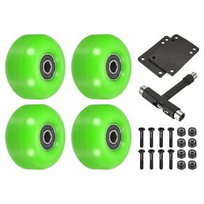 PATIKIL 52mm Skateboard Wheels and Bearings Set, 4 Pack Street Wheels for Skateboards Cruiser Wheel Replacement 95A, Green Black