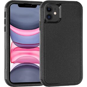 for iPhone 11 Case, 3 in 1 Heavy Duty Protection Phone Case for iPhone 11, 3-Layers [Shockproof] [Dropproof] [Anti-Slip] Phone Case Cover for Apple iPhone 11-Black