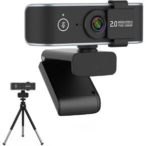 C6350 1080P Webcam with Microphone and Privacy Cover - 90° View USB Computer Camera for Calls, Conferences, Zoom, Skype, YouTube - Plug & Play for Laptop and Desktop