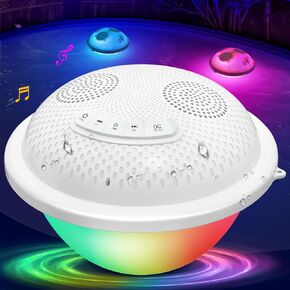 Floating Pool Speakers with Colorful LED Lights, IP68 Waterproof Pool Speakers Bluetooth, 16W Stereo Loud Sound Hot Tub Speaker, TWS Pairing, Hands-Free Portable Bluetooth Pool Speaker for Spa