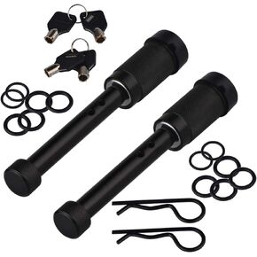 5/8 inch Trailer Hitch Locking Pin, Solid Steel Tow Hitch Lock with Anti Rattle O-Rings Fits Class III IV V 2 inches and 2-1/2 inches Receiver (Pack of 2 pcs)